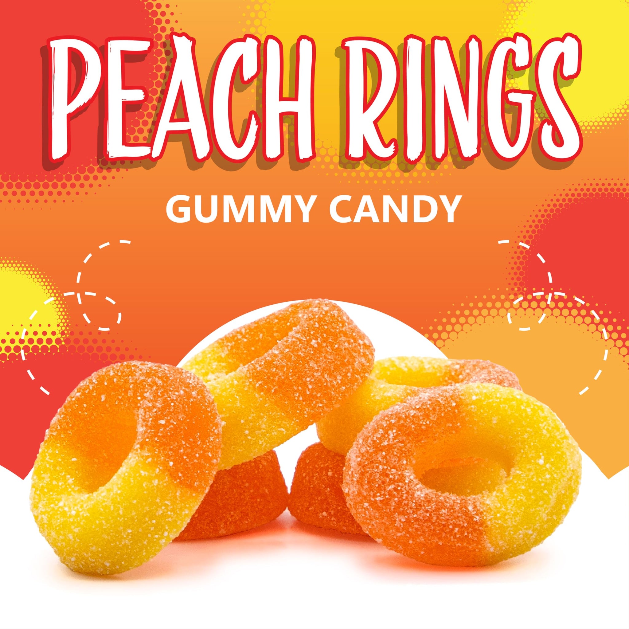 Peach Rings Gummy Candy 1-Pound Bag | Classic Sweet and Sour Candy | Soft Peach Gummies for Snacking, Dessert Topping & Buffet Tables | Chewy Gummy