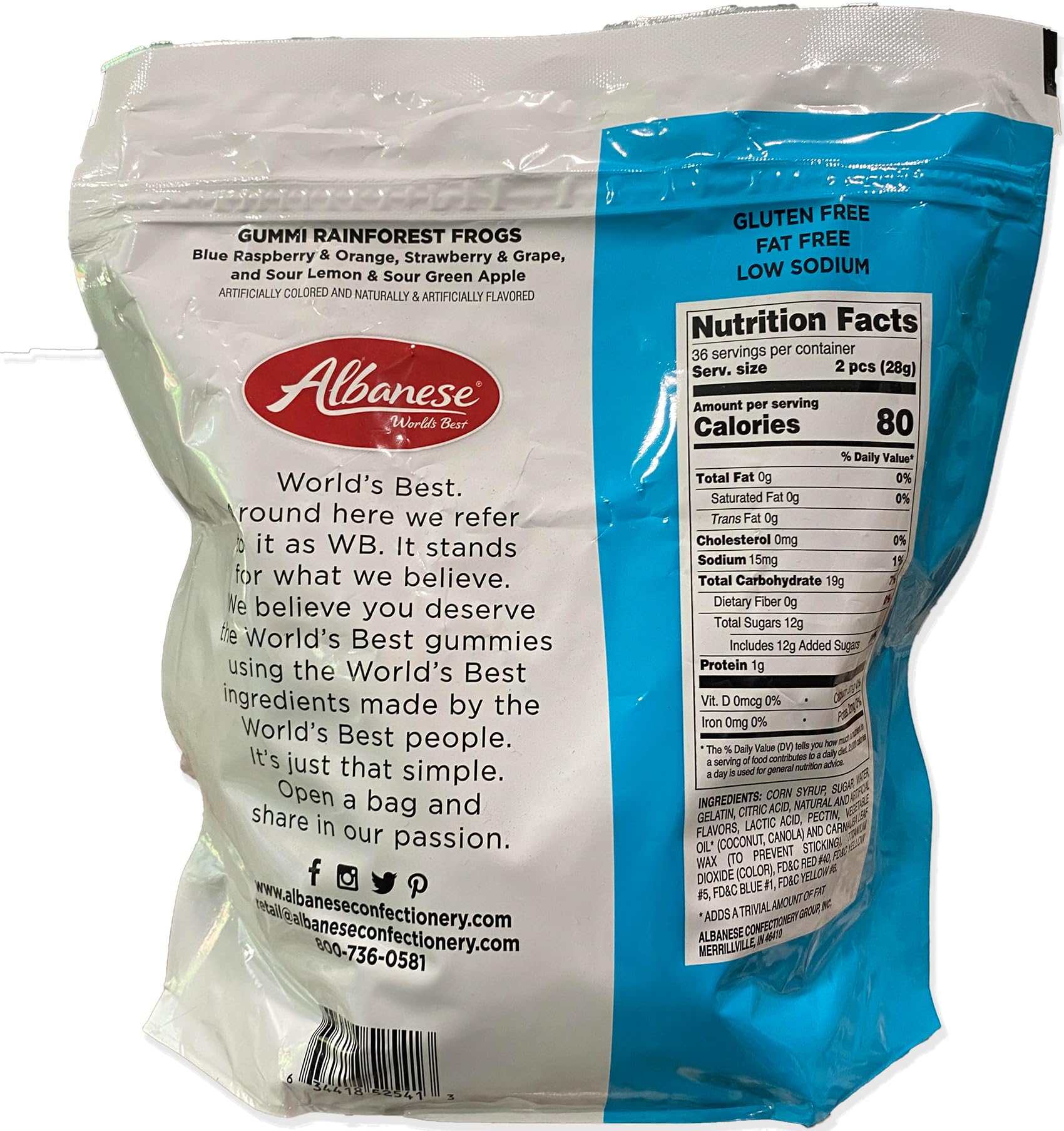 Albanese Gummi Rainforest Frogs Sweet & Sour Flavors 2.25 Pound (36oz) Resealable Bad