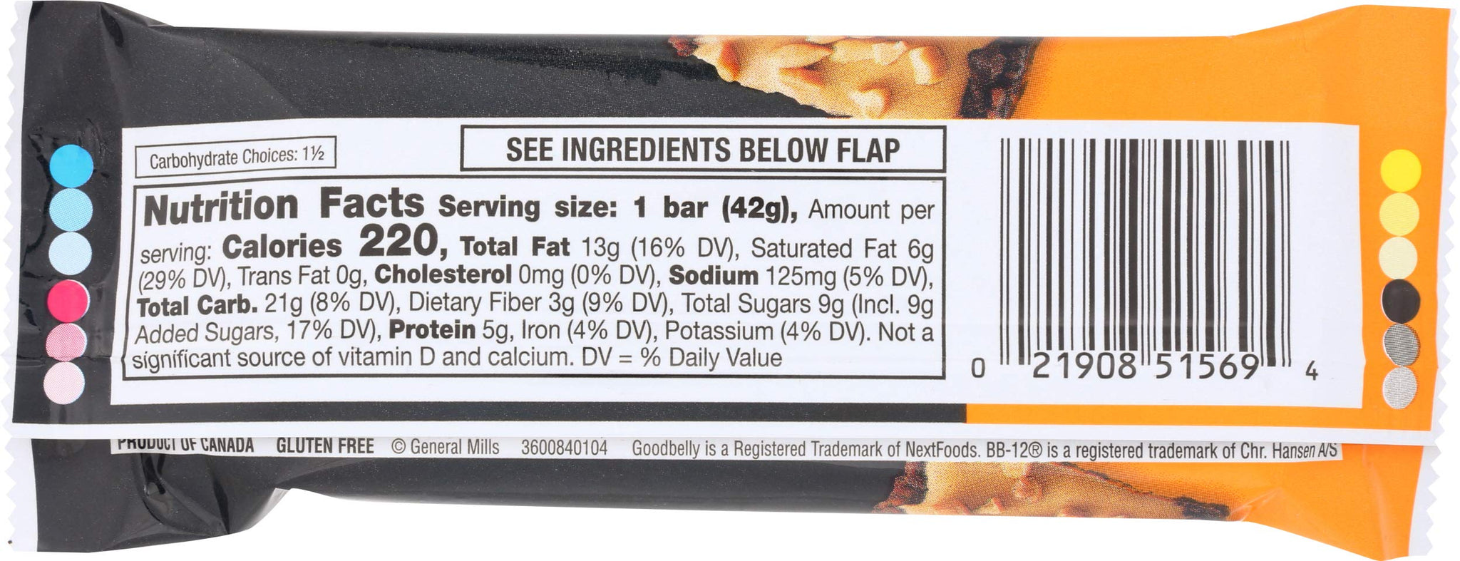 Goodbelly Probiotic Bar, Cocoa Peanut Butter, 1.49 Ounce