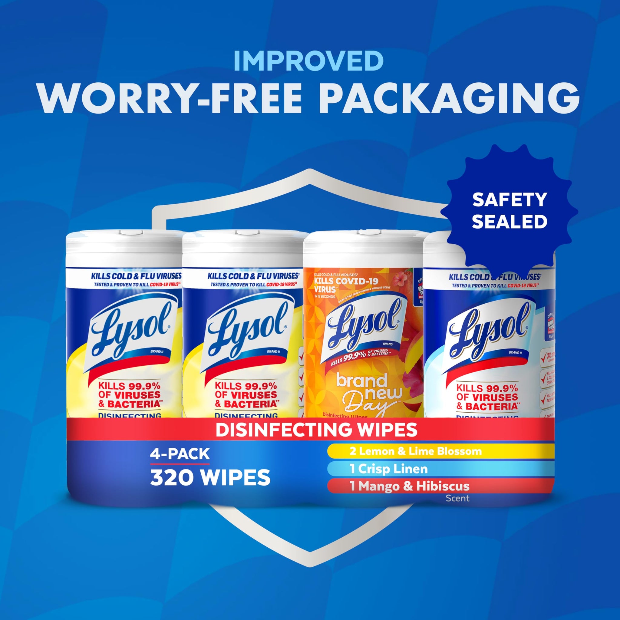 Lysol Disinfecting Wipes Bundle, Home Apartment Dorm Room Essentials and Cleaning Supplies, All Purpose Cleaner, Multi-surface Cleaning Wipes