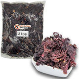 3 lbs Hibiscus Flowers - Flor de Jamaica Bag, Dried Hibiscus Flowers - Ideal for Juices, infusions and hibiscus flower teas - My Global Bodega Dried