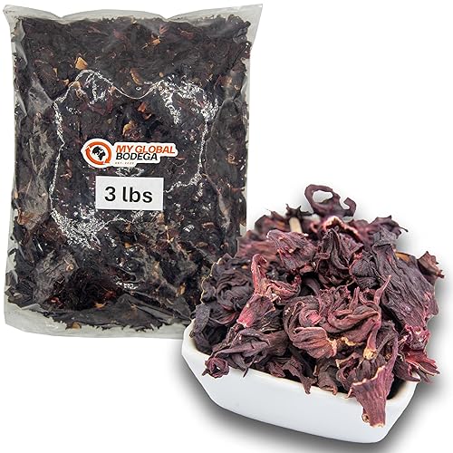 3 lbs Hibiscus Flowers - Flor de Jamaica Bag, Dried Hibiscus Flowers - Ideal for Juices, infusions and hibiscus flower teas - My Global Bodega Dried