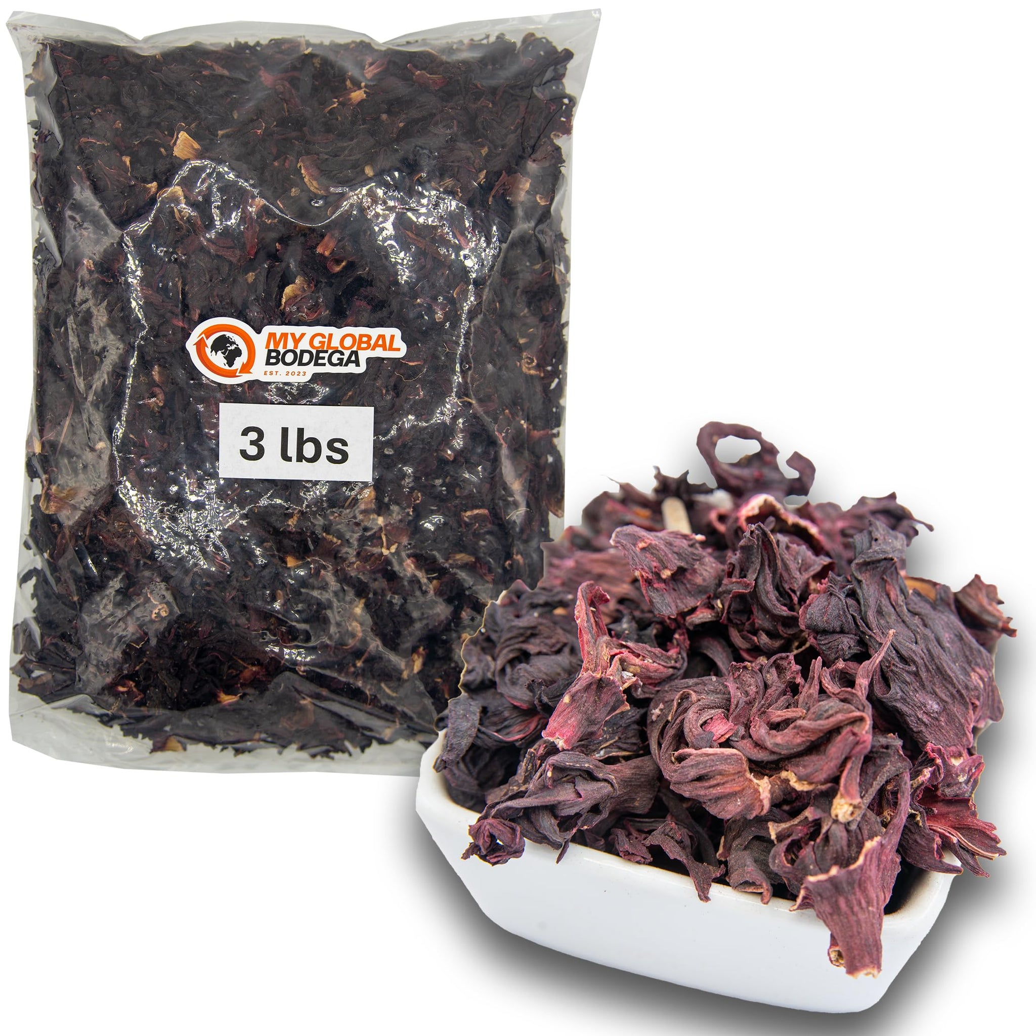 3 lbs Hibiscus Flowers - Flor de Jamaica Bag, Dried Hibiscus Flowers - Ideal for Juices, infusions and hibiscus flower teas - My Global Bodega Dried