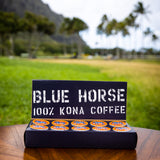 Blue Horse 100% Kona Coffee Pods, Medium Roast, 10ct Single Serve, Compatible with K Cups 2.0, Farm Fresh, Authentic Arabica Beans from Hawaii’s Big