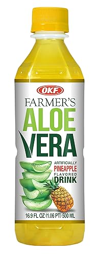 OKF Farmer's Aloe Vera Drink, Pineapple, 16.9 Fluid Ounce (Pack of 12)