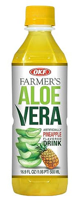 OKF Farmer's Aloe Vera Drink, Pineapple, 16.9 Fluid Ounce (Pack of 12)