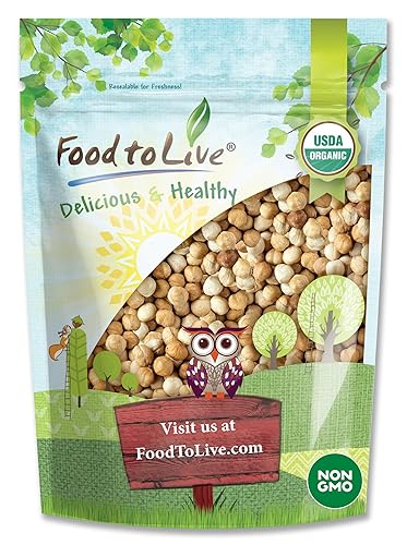 Food to Live Organic Blanched Roasted Hazelnuts, 1 Pound - Non-GMO, Dry Roasted Filberts, No Skin, Whole Nuts, Unsalted, Kosher, Vegan, Bulk. Keto