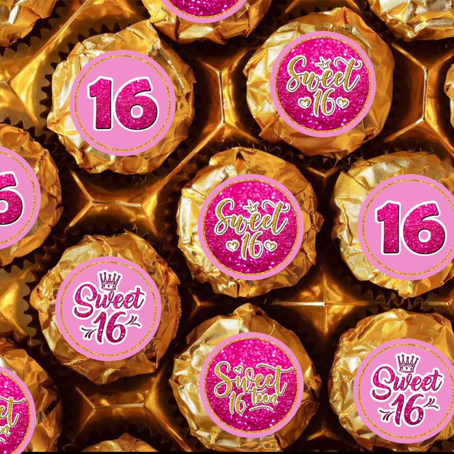PHOHUI HAVE A NICE TIME Sweet 16 Round Candy Sticker - Happy Sweet 16th Birthday Party Favors Sticker Labels Fit Chocolate Candy ( 160 Pieces