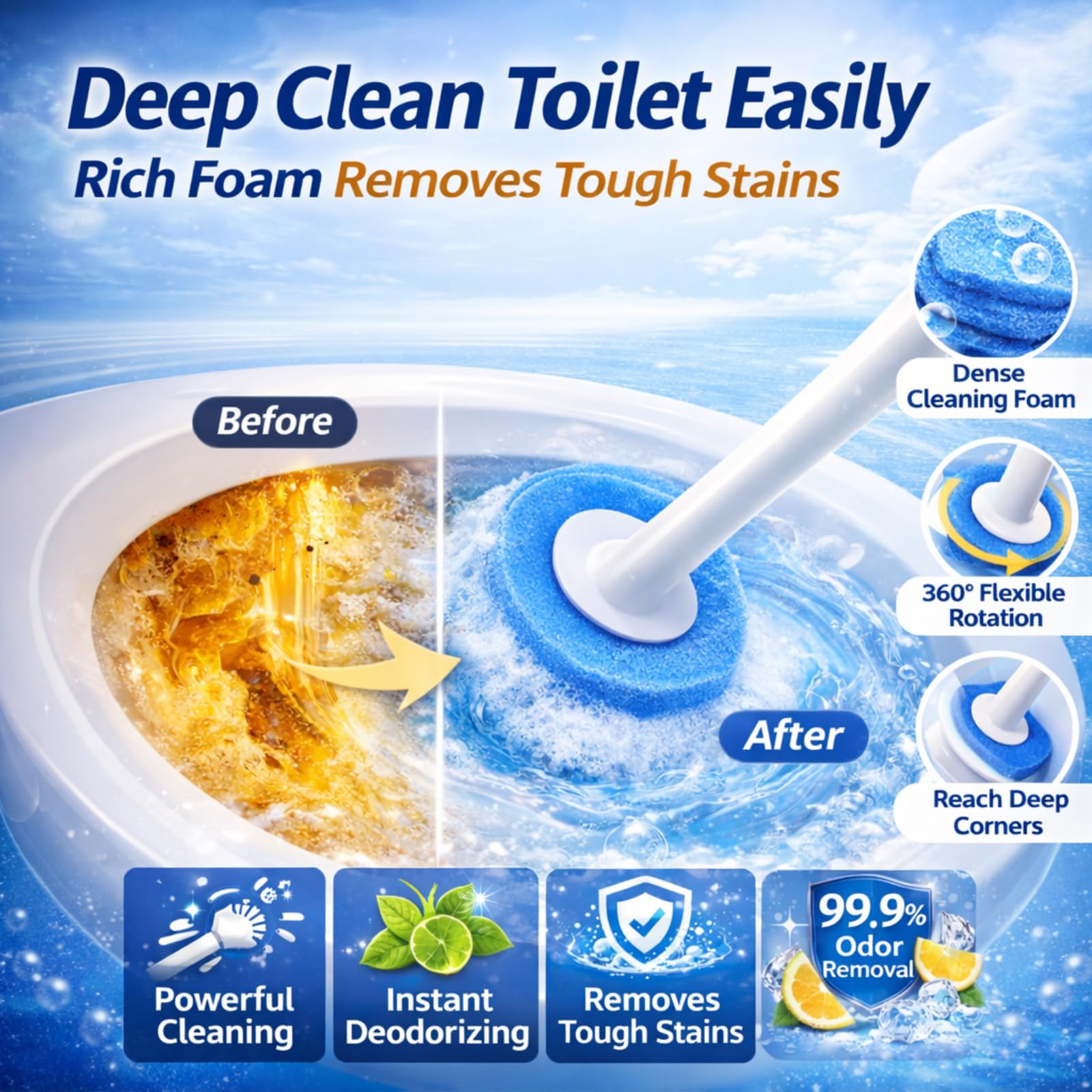 Disposable Toilet Cleaning System with 24 Refills, Toilet Wand Kit with Holder, Wall Mounted Toilet Brush Set for Deep Cleaning Bathroom Bowl