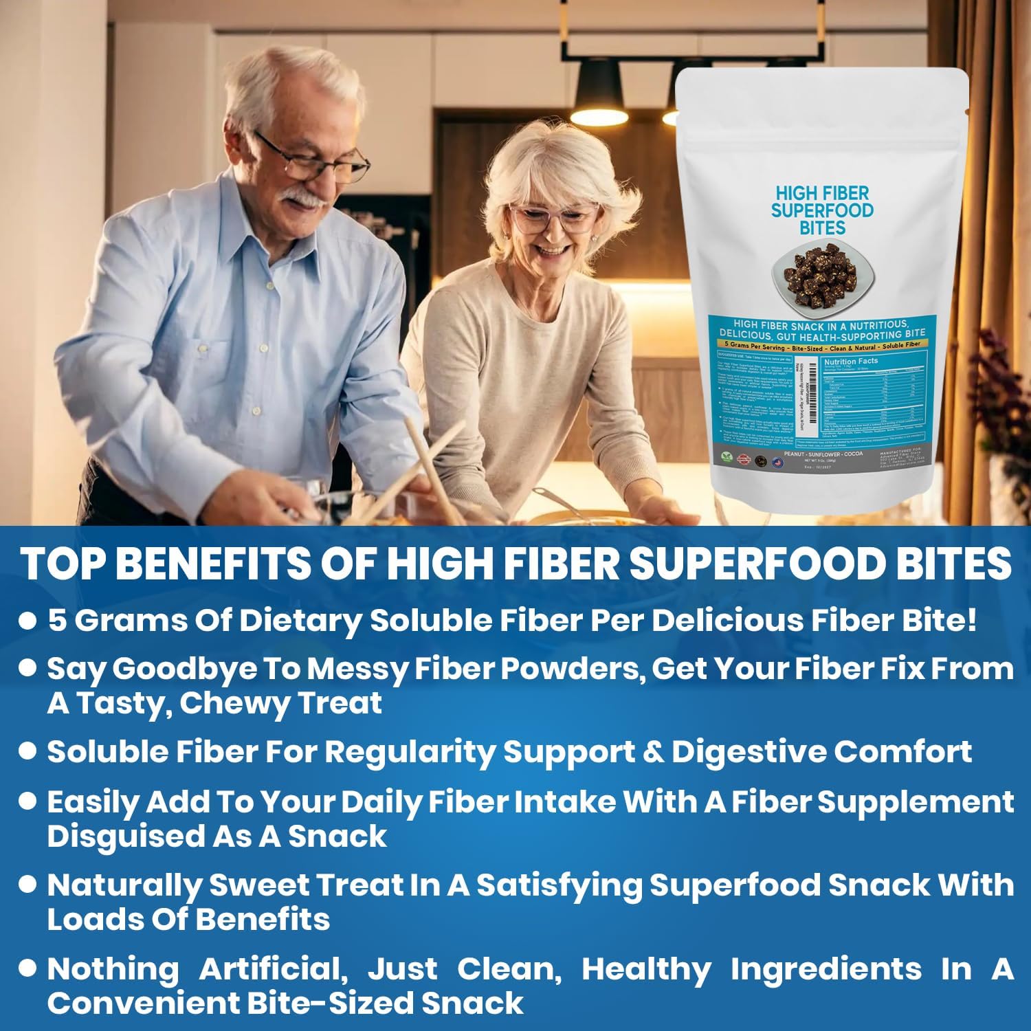 High Fiber Superfood Bites Sample Pack, 5g Clean Fiber Snack for Adults, Peanut, Cocoa & Date Flavors, No Added Sugar, Vegan High Fiber Snack
