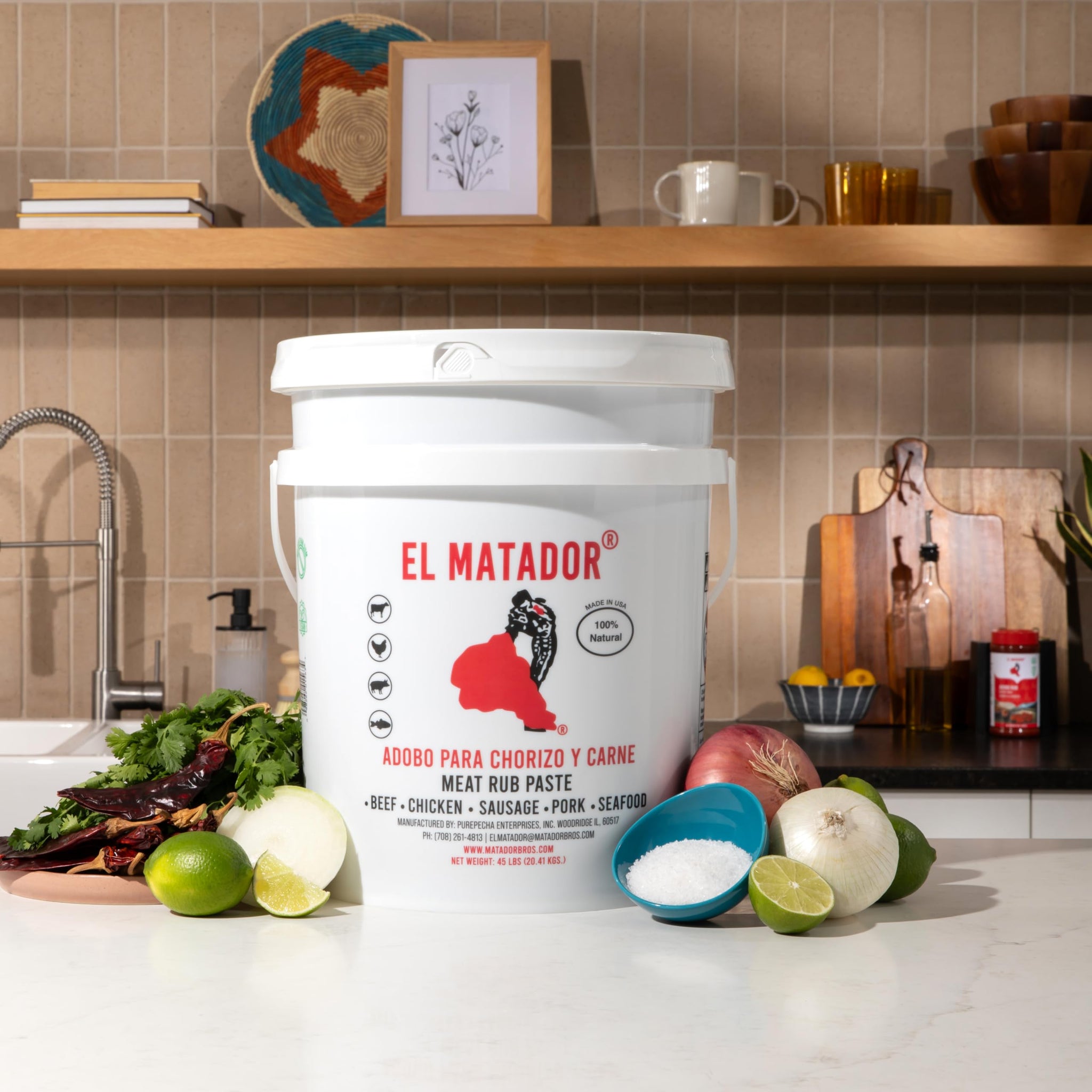El Matador Adobo Paste - 45lb Bulk Mexican Marinade for Chorizo, Carne & Tacos - Commercial Use & Food Service Adobo for Chorizo/Adobo para Chorizo