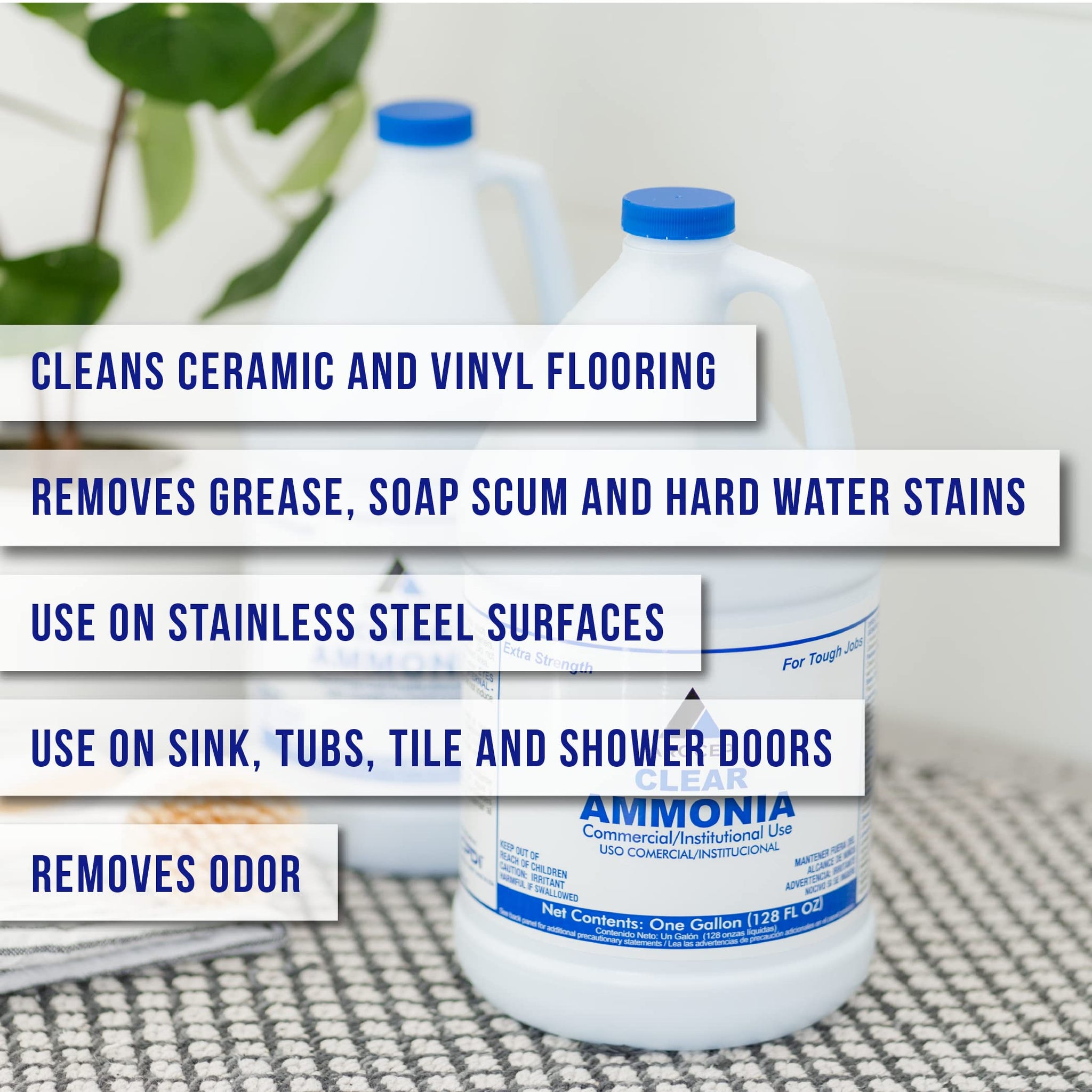 CPDI Clear Ammonia Cleaner Liquid, 1 Gallon, Multipurpose, Multi-Surface Cleaning Solution Removes Grease, Hard Water Stains, and Odors, Kitchen