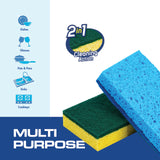 SCRUBIT 48 Pack Kitchen Sponges Dish Sponge for Washing Dishes, Kitchen & Bathroom - Blue & Yellow Dishwashing Sponges Along with A Thought Scrubber