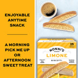Nonni's Limone Biscotti Italian Cookies Tub - Individually Wrapped - Italian Biscotti - Lemon Cookies Perfect for Tea - Kosher - 1 lb 5.5oz (610g)