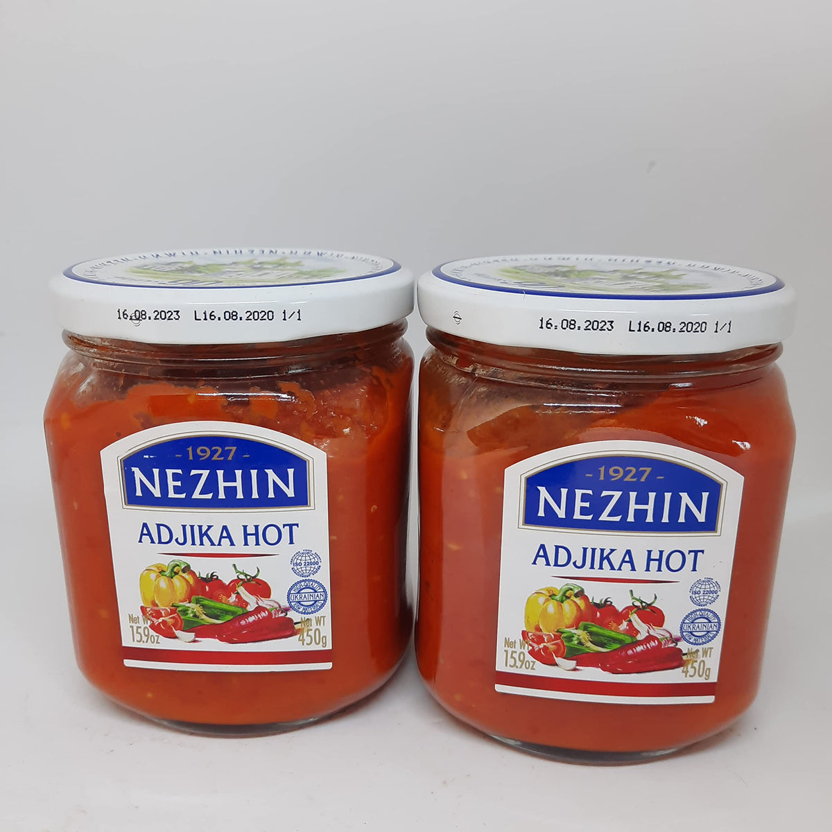 2 Pack Nezhin Adjika Hot GMO Free Glass Jar 15.9 OZ / 450 gr Product from Ukraine