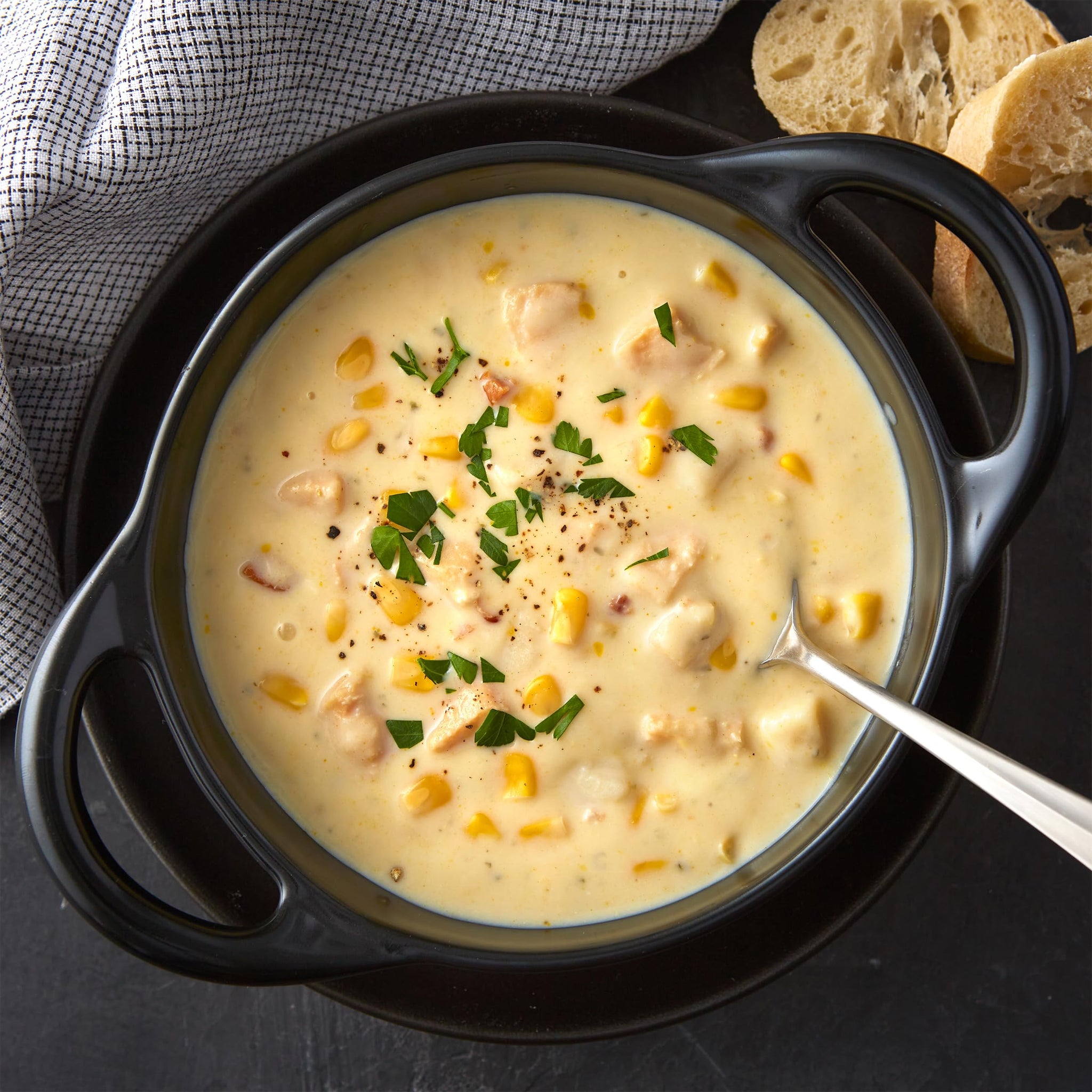 Progresso Rich and Hearty Chicken Corn Chowder Canned Soup, Flavored with Bacon, Gluten Free, 18.5 oz