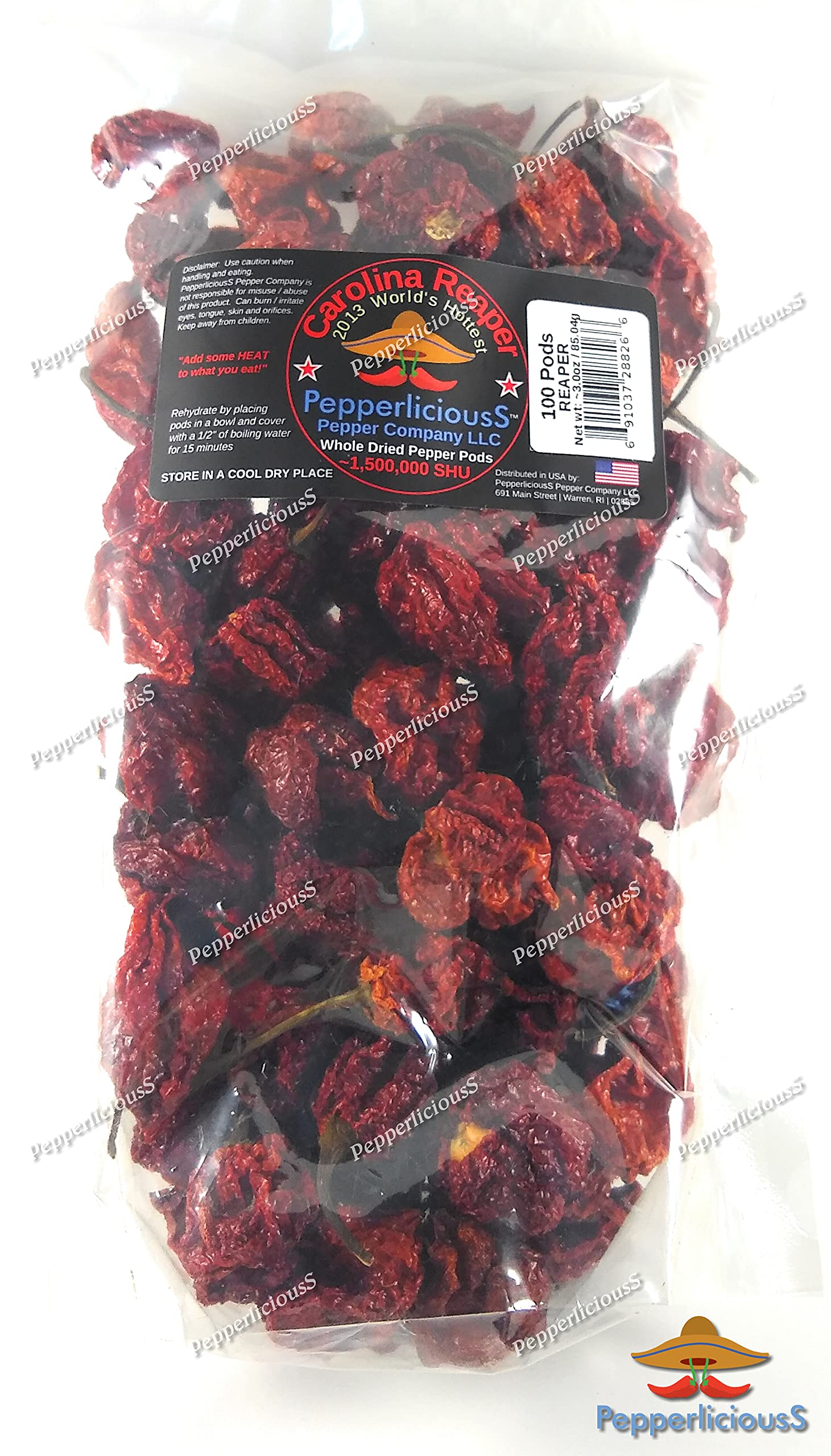 100 Whole Dried Carolina Reaper Chili Pepper Pods