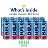 BLU Classic Energy Drink, 12 Pack Slim Cans, 8.4 fl oz (250 mL) Each, Bundle by INIM Store