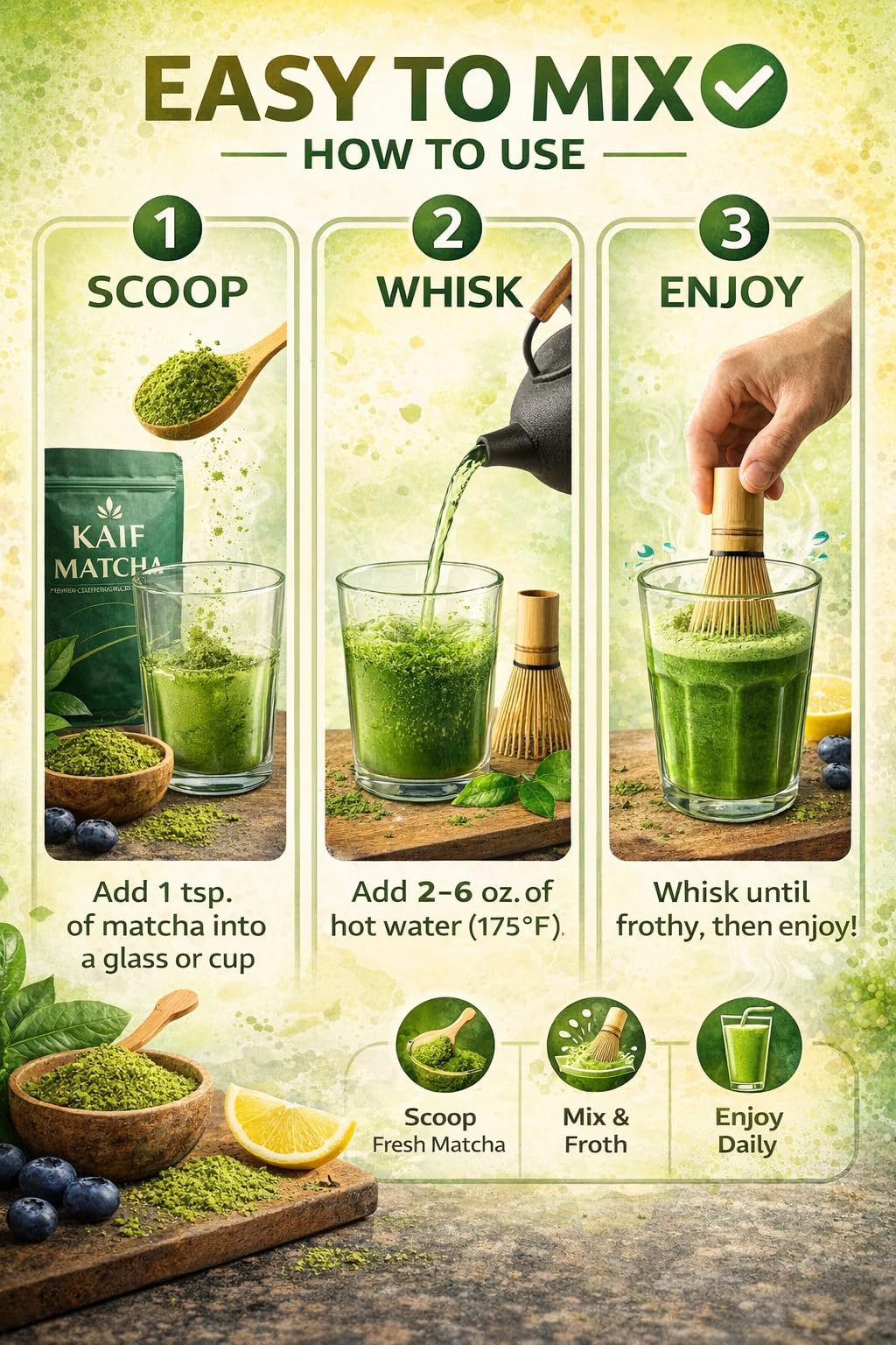 KAIF Ceremonial Grade Matcha Powder 50g Premium First Harvest Green Tea Smooth Taste for Lattes & Smoothies Natural Clean Energy & Antioxidants