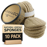 LoofaGO (10-Pack) Natural Loofah Sponges - 100% Biodegradable, Compostable & Plastic-Free, Non-Scratch Scrubbers for Kitchen, Dishes & Bath