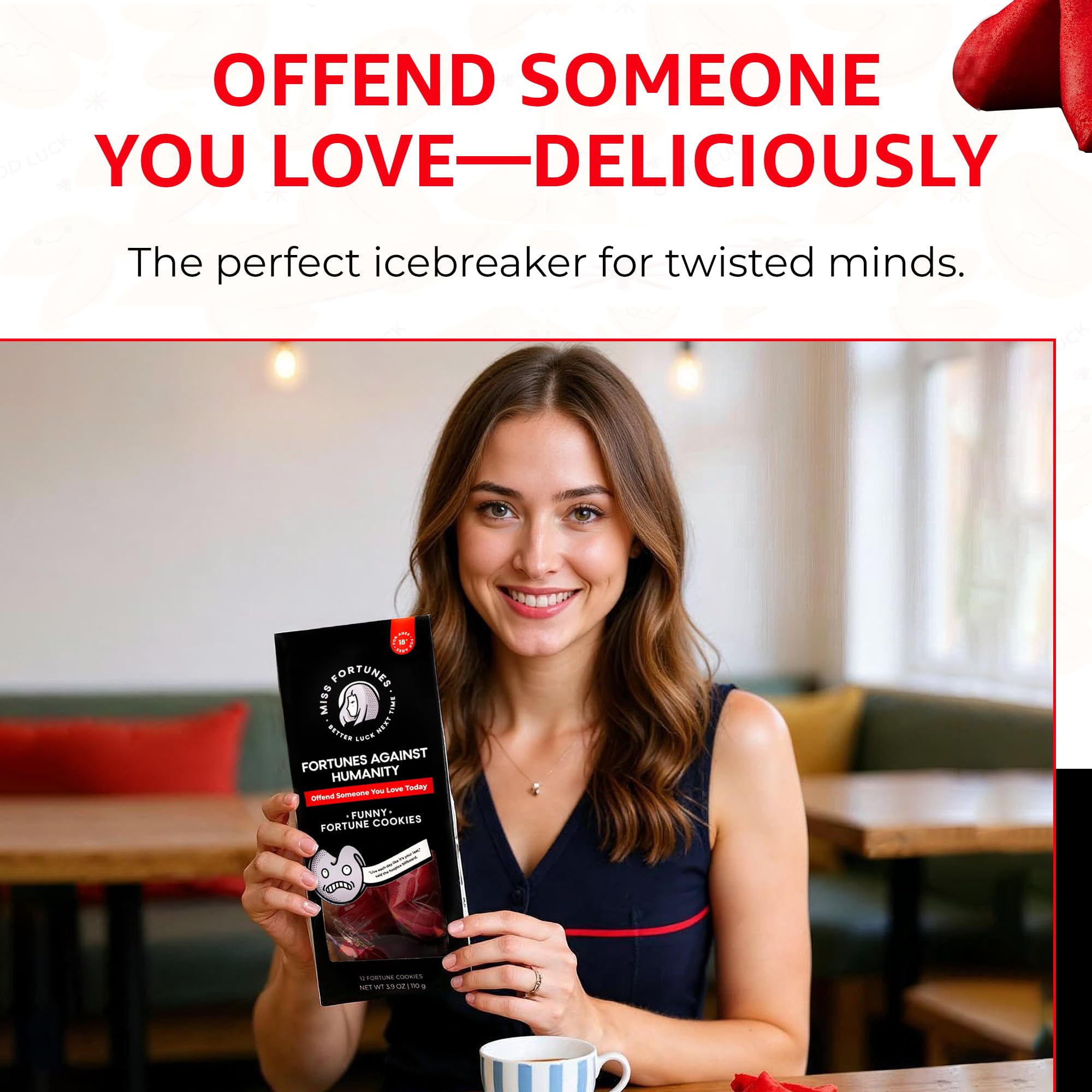 Miss Fortunes, Funny Fortune Cookies, Fortunes Against Humanity, Offend Someone You Love Today! Adult Party Idea with Dark Humor (Bag of 12