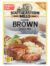 Southeastern Mills Gravy Mix, Classic Brown Gravy Mix, Makes 3 ½ Cups of Gravy, Just Add Water, Family Size, 3.0 Ounce Packet (Pack of 4 Packets)