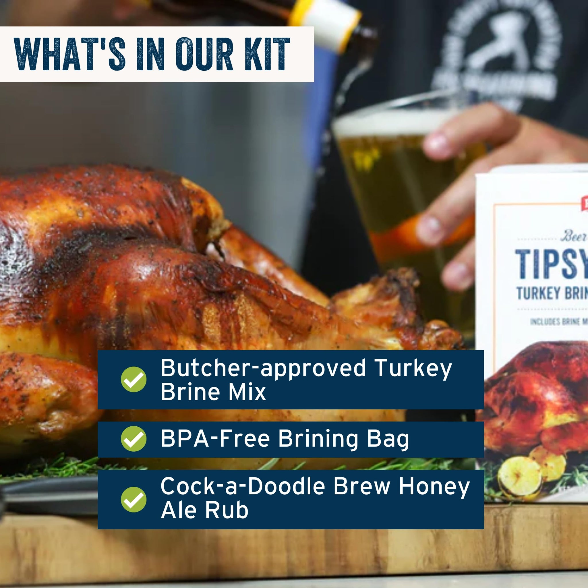 PS Seasoning Tipsy Tom Ultimate Turkey Brine and Rub Kit - Complete Beer-Brined Turkey Prep Kit for Smoking or Frying with Brine Mix, Brining Bag