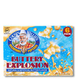 Cousin Willie's Microwave Popcorn Bags, Buttery Explosion (6 Bags), Gourmet Popcorn Boxes for Party, Whole Grain Popcorn, Gluten Free, Low Calorie