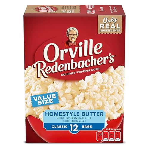 Orville Redenbacher’s Microwave Popcorn Value Size, Homestyle Butter Flavor, 3g Fiber Per Serving, 3.29 oz., 12-Count