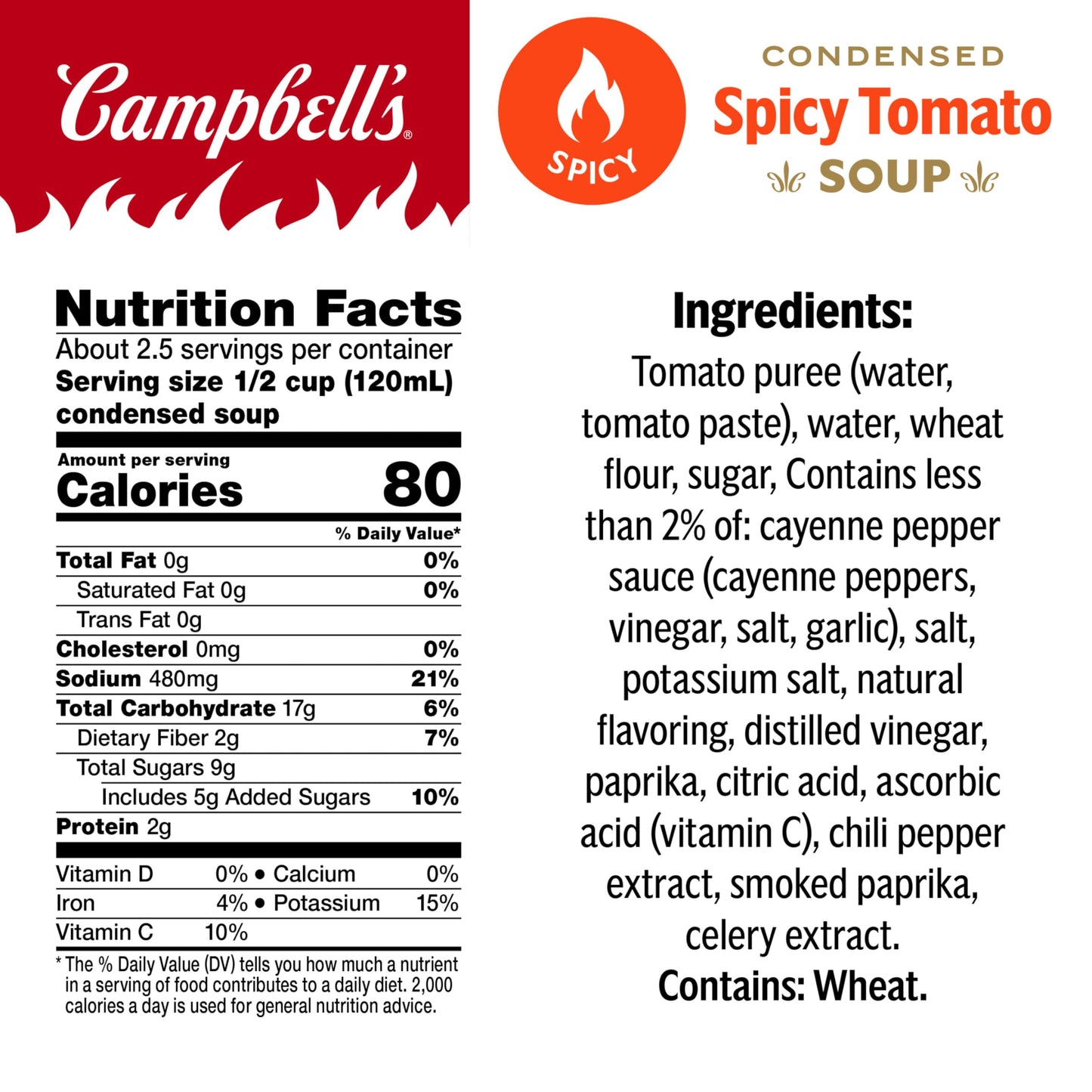 Campbell's Condensed Spicy Tomato Soup, 10.5 oz Can
