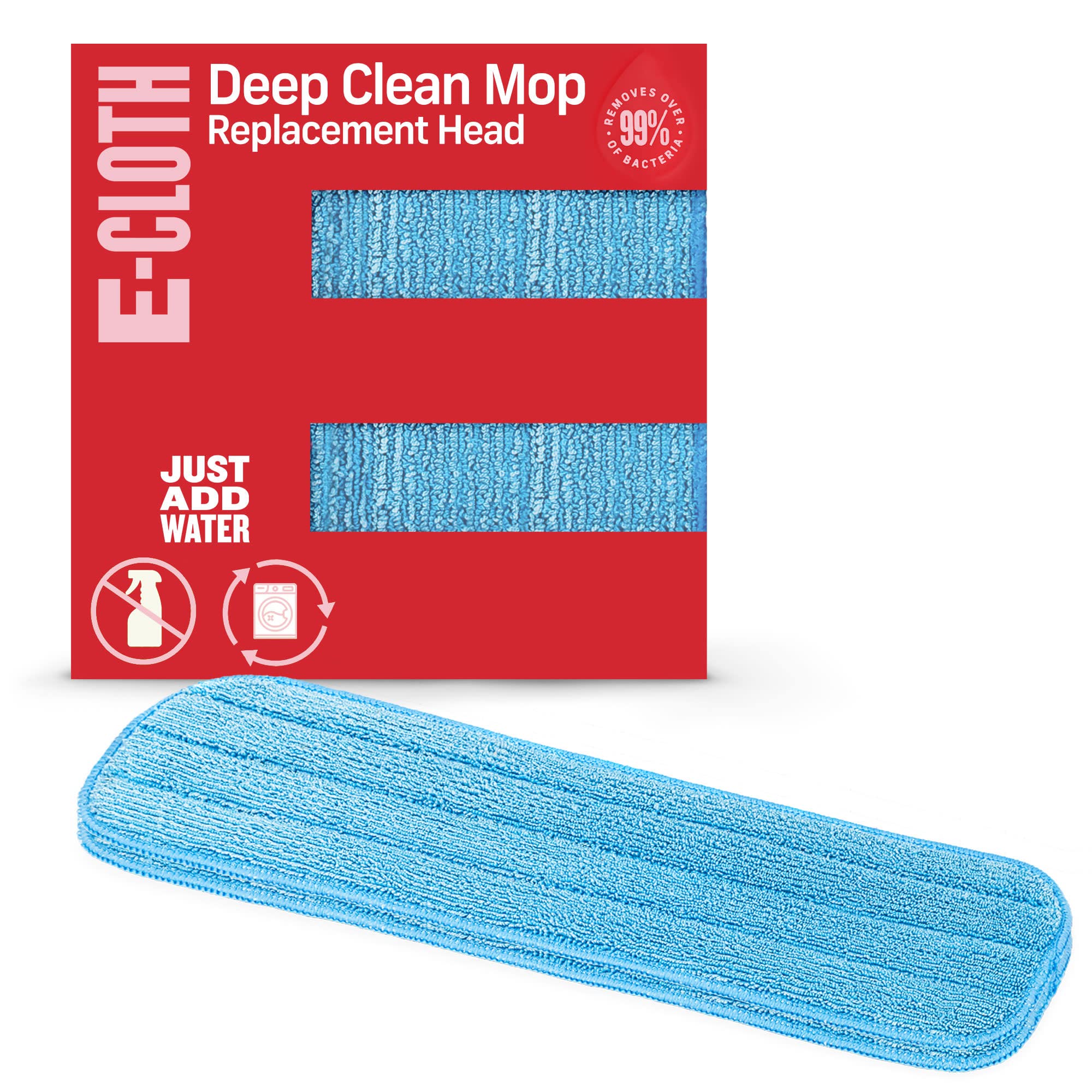E-Cloth Deep Clean Mop Head Replacement - Microfiber Mop Pads, Reusable Washable Pads for Wet Floor Cleaning, Hardwood, Tile, Laminate & Stone, 100