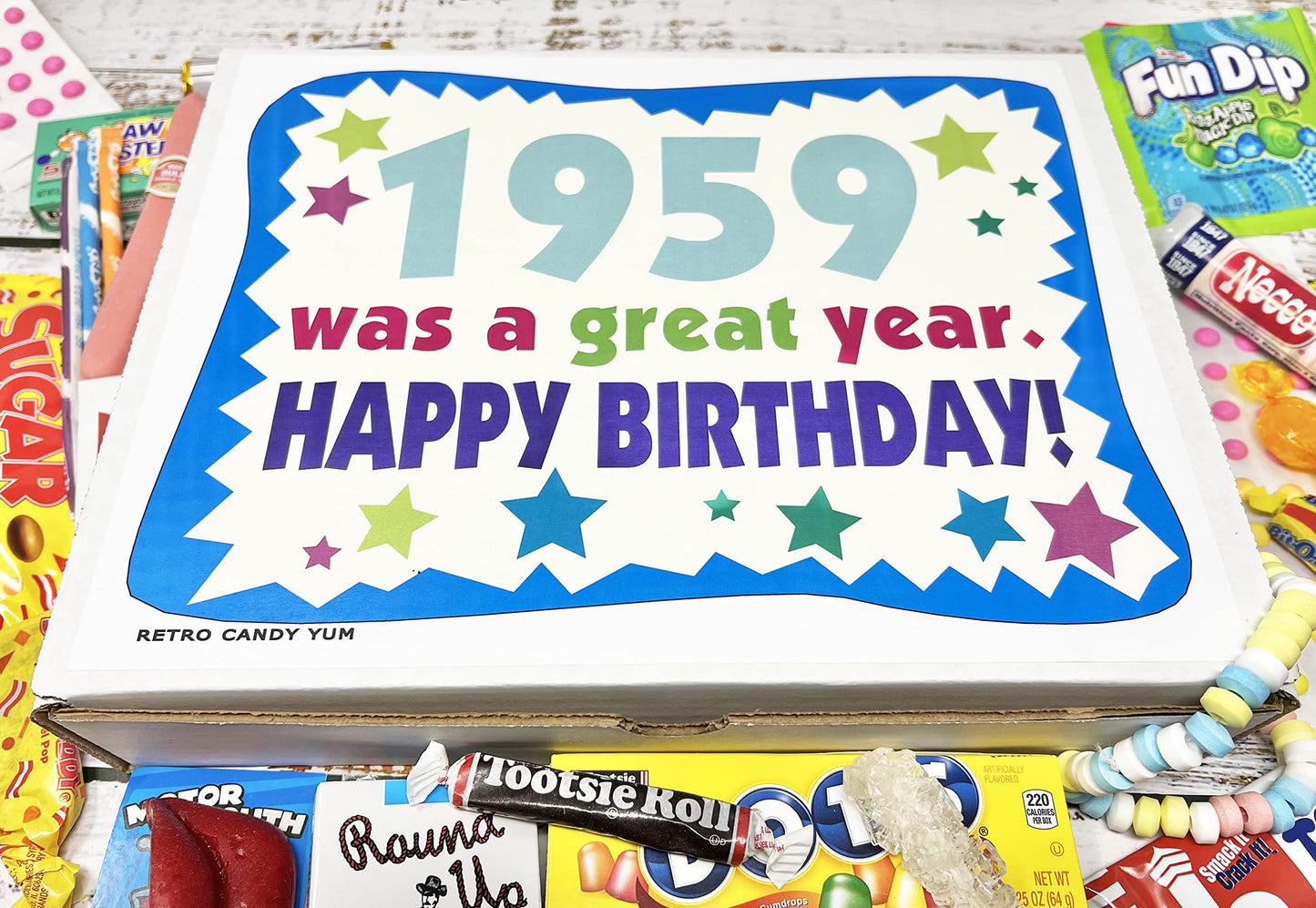 RETRO CANDY YUM ~ 1959 67th Birthday Gift Ideas Candy Assortment from Childhood - 67 Years Old Birthday Gifts for Men and Women Born 1959