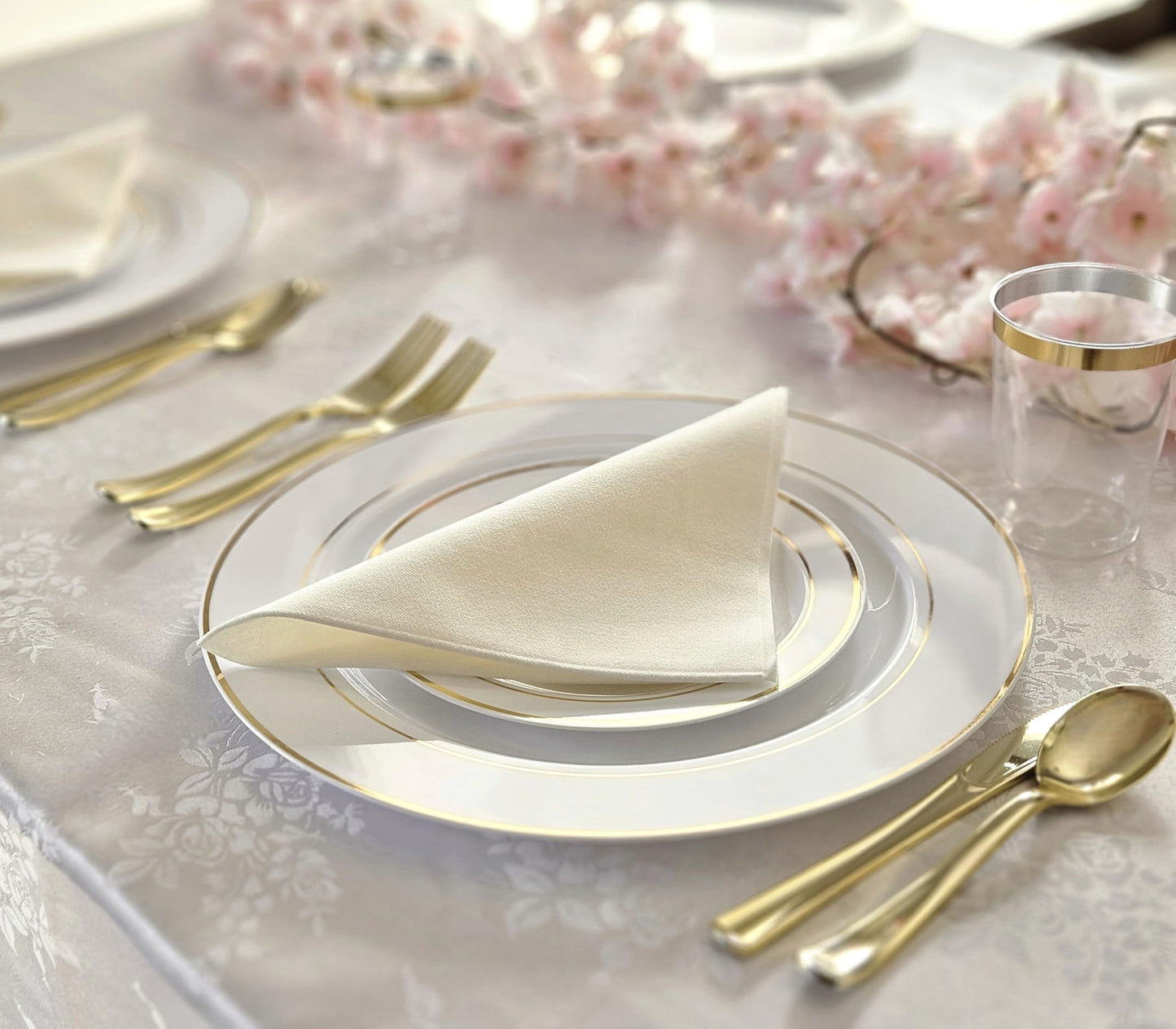 OCCASIONS 240 Plates Pack,(120 Guests) Heavyweight Premium Wedding Party Disposable Plastic Plates Set -120 x 10.5'' Dinner + 120 x 7.5''