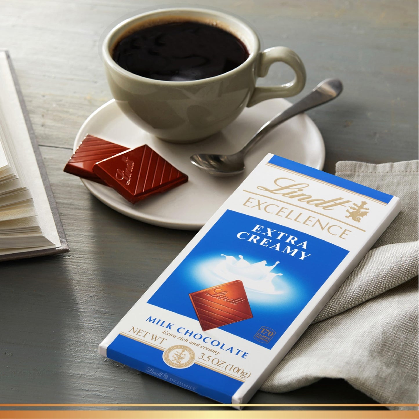 Lindt EXCELLENCE Extra Creamy Milk Chocolate Candy Bar, Milk Chocolate, 3.5 oz. Bar