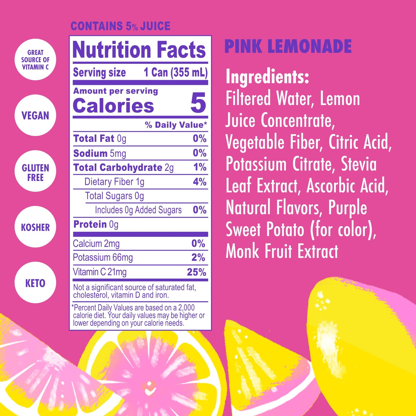 Swoon Pink Lemonade - Low Carb, Paleo-Friendly, Gluten-Free Keto Drink - Sugar Free Strawberry Lemonade Made with 100% Lemon Juice Concentrate