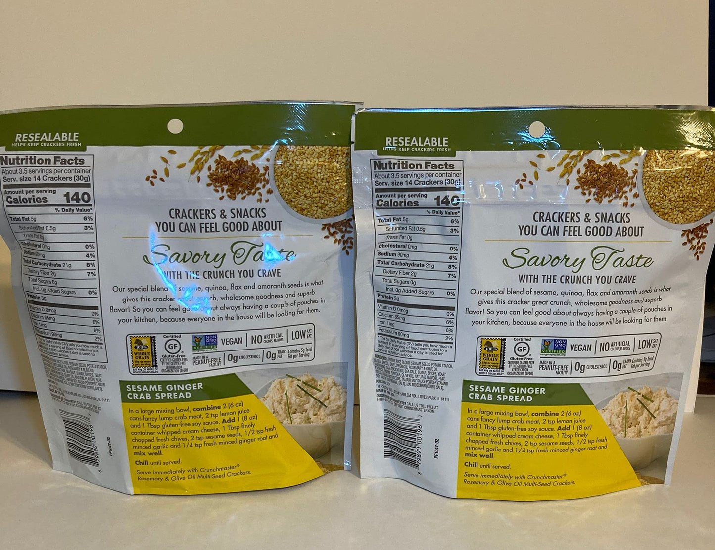 Crunchmaster Multi-Seed Crackers, Rosemary & Olive Oil, 4 Ounce (Pack 2)