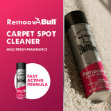 RemoovABull Carpet & Upholstery Stain Remover - Fast Acting, Powerful Cleaner for Oil, Grease, Dirt, Coffee, Urine & More - Ideal for Car Interiors