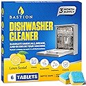 Bastion Dishwasher Cleaner Tablets, Lemon Scent, 3-Month Supply (6 Pods), Powerful Cleaning & Odor Removal, Descaling Tablets