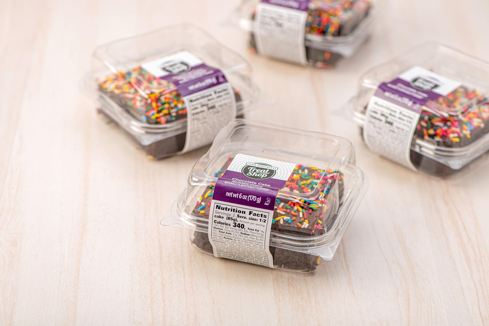 Our Specialty Individual Chocolate Cake Square with Chocolate Icing and Sprinkles, Frozen Bakery Desserts for Birthdays, Parties, 6 oz