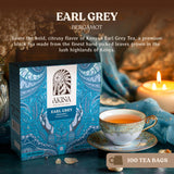 AKINA - Earl Grey Flavored Black Tea Bags, Individually Wrapped, String and Tag Kenyan Earl Grey Tea Bags, Bold and Citrusy with Invigorating Aroma