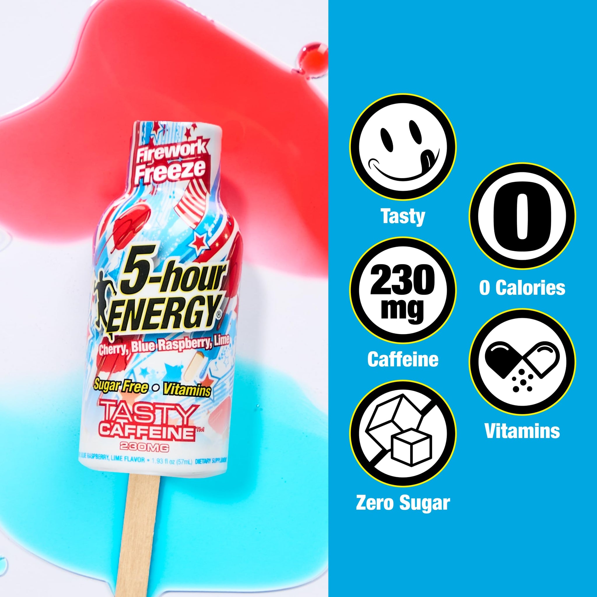 5-hour ENERGY FIREWORK FREEZE Flavor, 6 Count, 1.93 Fl Oz Energy Shot, Extra Strength, Amino Acids, Essential B Vitamins, Sugar Free and Zero Calories