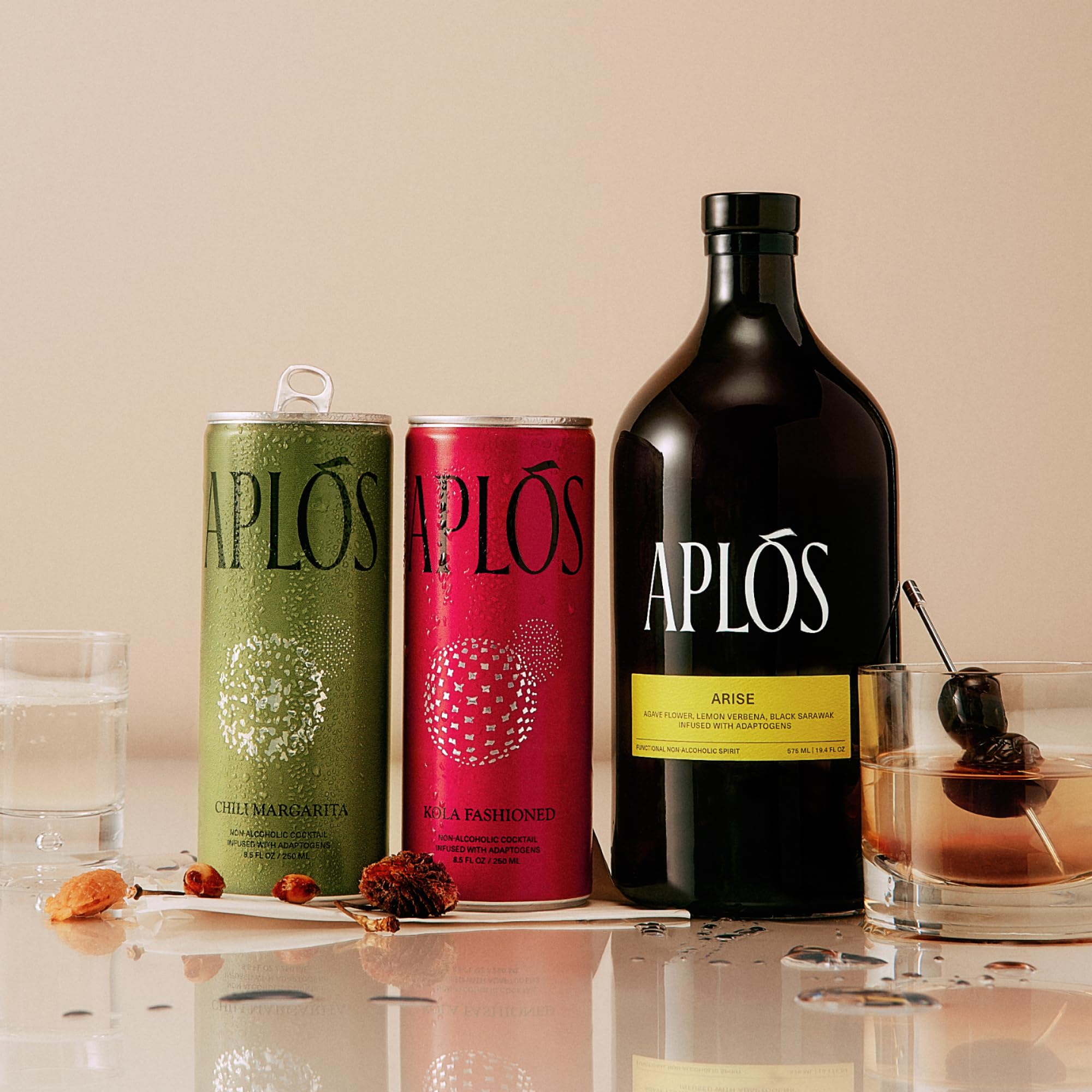 Aplós Dry January Variety Pack of Non-Alcoholic Canned Cocktails and Spirits, Formulated with Adaptogens and Nootropics, Low Calorie, No Added Sugar
