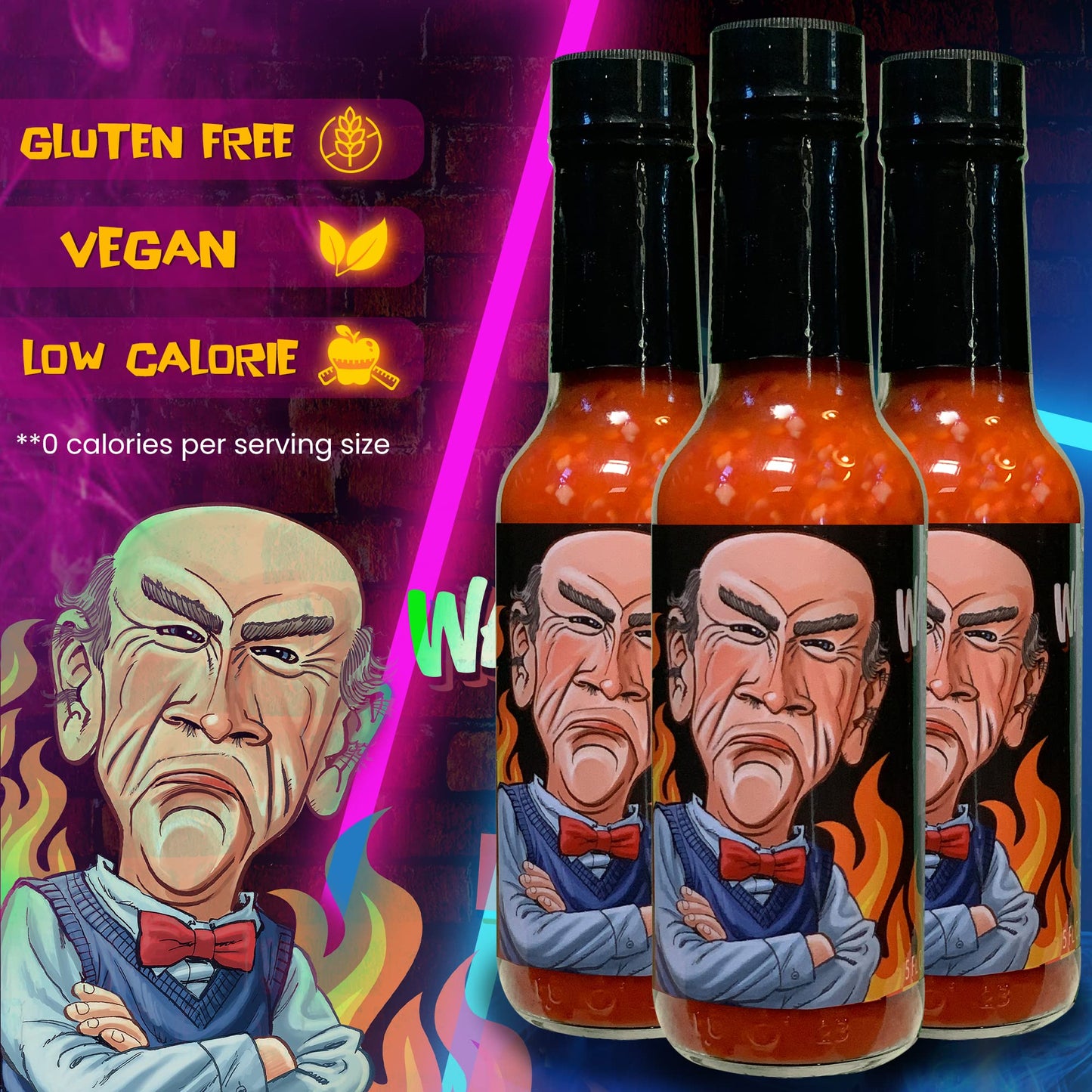 Jeff Dunham - Walter's Garlic & Habanero Hot Sauce | Bold and Spicy Sauce Infused with the Perfect Amount of Garlic - Shut the Hell Up (and Eat It)