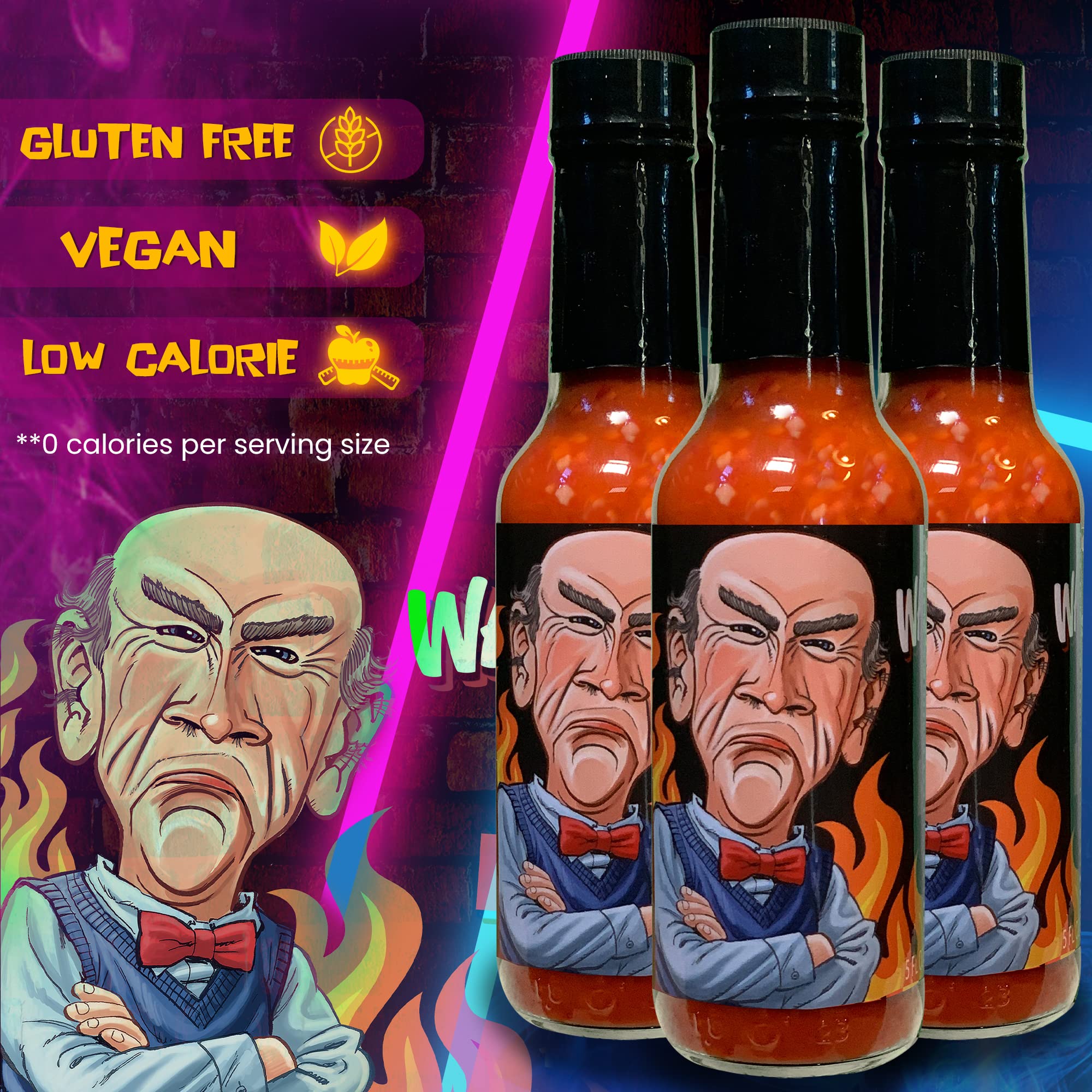 Jeff Dunham - Walter's Garlic & Habanero Hot Sauce | Bold and Spicy Sauce Infused with the Perfect Amount of Garlic - Shut the Hell Up (and Eat It)