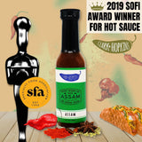 Clark + Hopkins Assam Pepper Sauce, Ghost Pepper Curry and 7 Pot Primo Chili Flavored Hot Sauce, Traditional Assamese Cuisine, 5 Ounce (1 Pack)