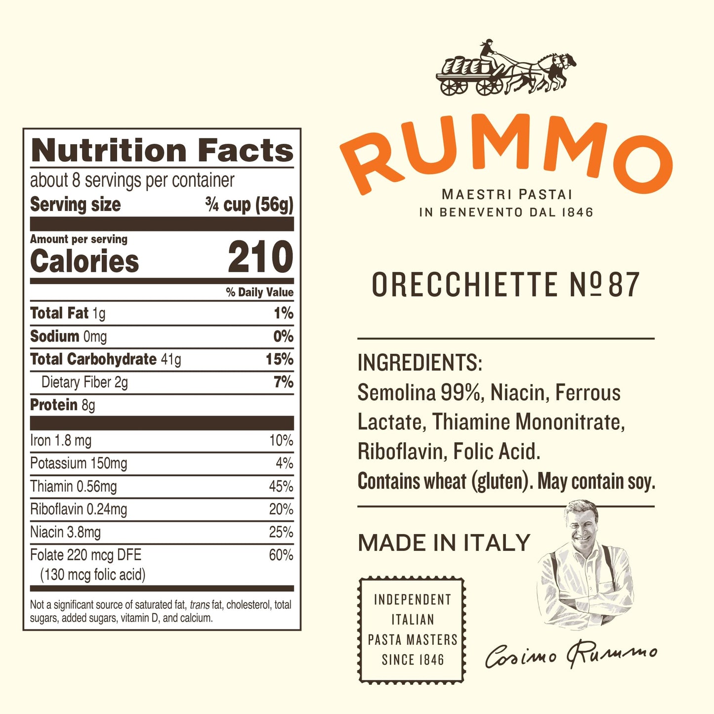 Rummo Orecchiette Pasta N.87 - Orecchiette Pasta Noodles, Dry Pasta, Durum Wheat Orecchiette, Imported from Italy - 16 Ounce (Pack of 3)