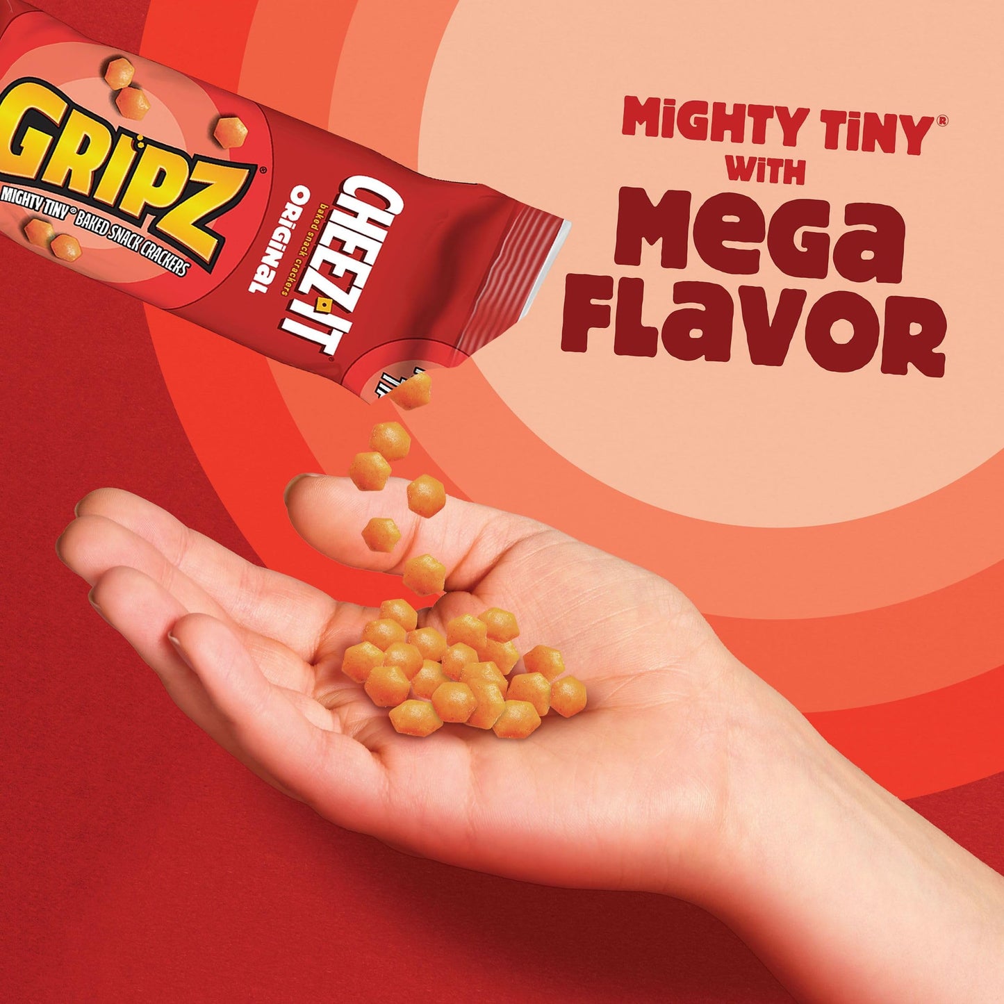 Gripz Mini Cheese Crackers, Kids Snacks, Baked Snack Crackers, Cheez-It Original, 10.8oz Box (12 Pouches)