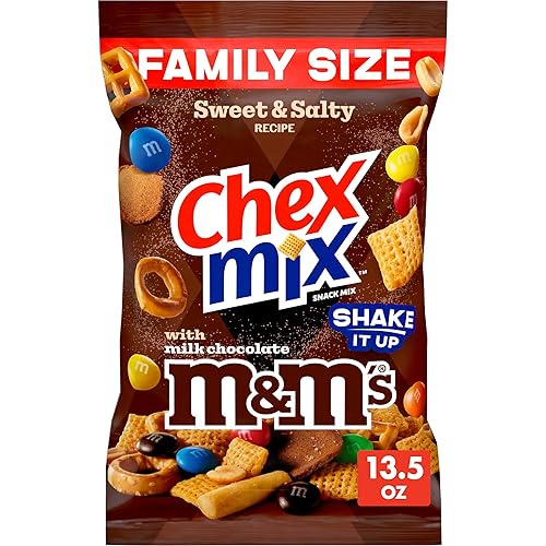 Chex Mix Sweet and Salty Recipe Snack Mix, with M&Ms Milk Chocolate Candies, Family Size, 13.5 oz