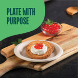 Paper Plates, 100% Compostable Heavy Duty, Disposable 7 Inch, Small Dessert Plate - [125-Pack] Eco-Friendly, Biodegradable Bagasse Natural Brown 7"