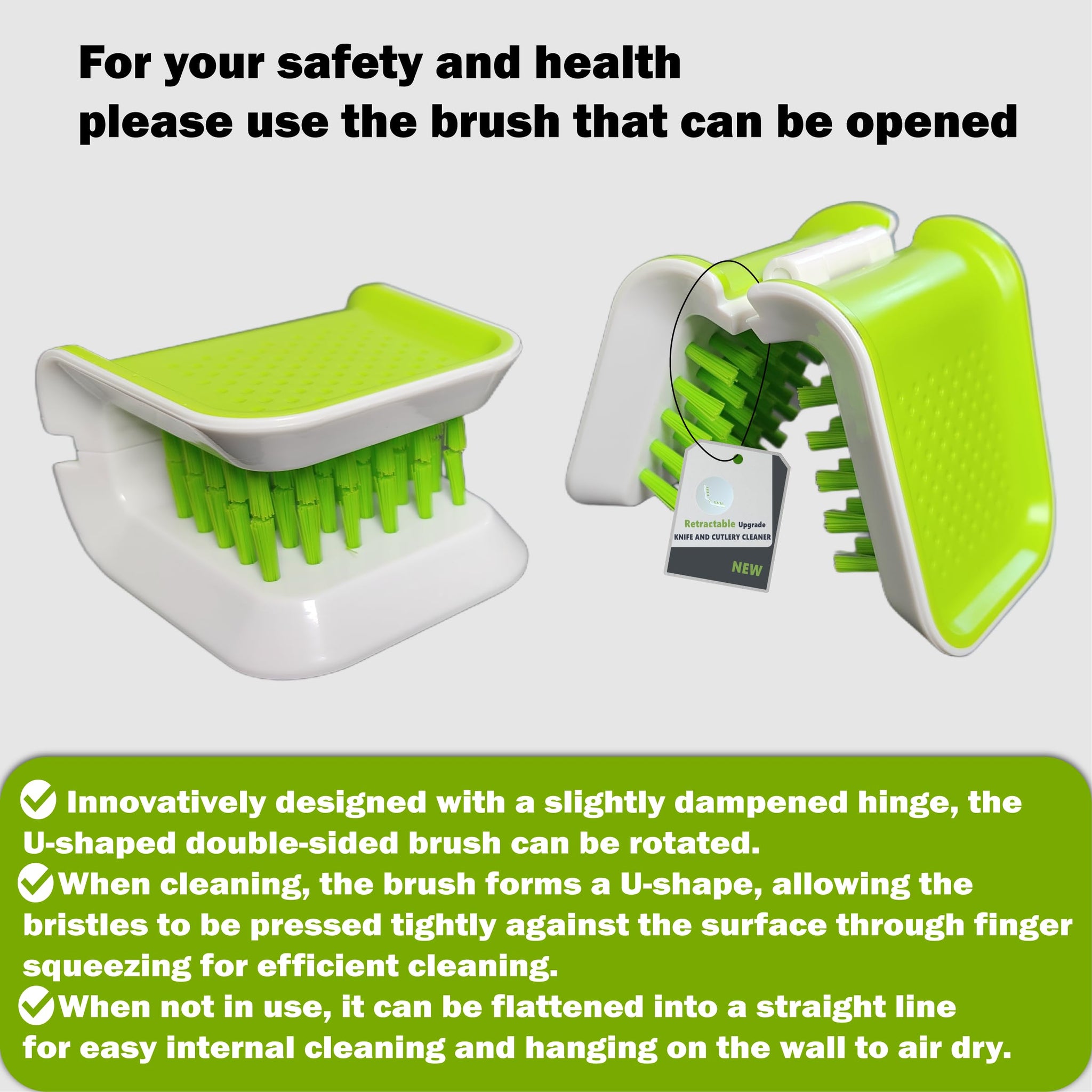 Zcircle, Openable BladeBrush Knife and Cutlery Cleaner Brush, Silverware Scrubber, Bristle Scrub for Kitchen Washing, Non-Slip